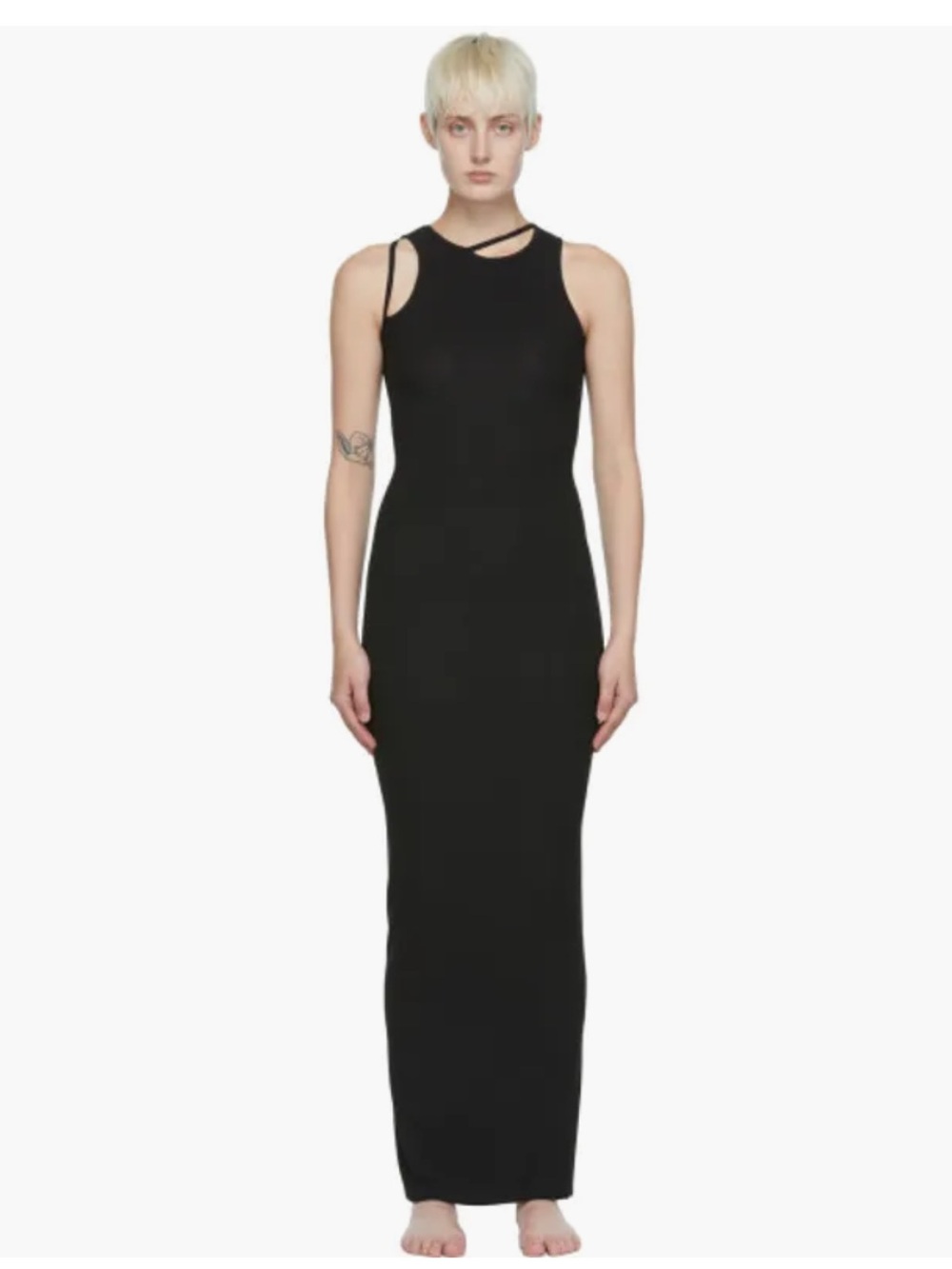 SKIMS Soft Black Lounge Ribbed Cutout Maxi Dress size Medium